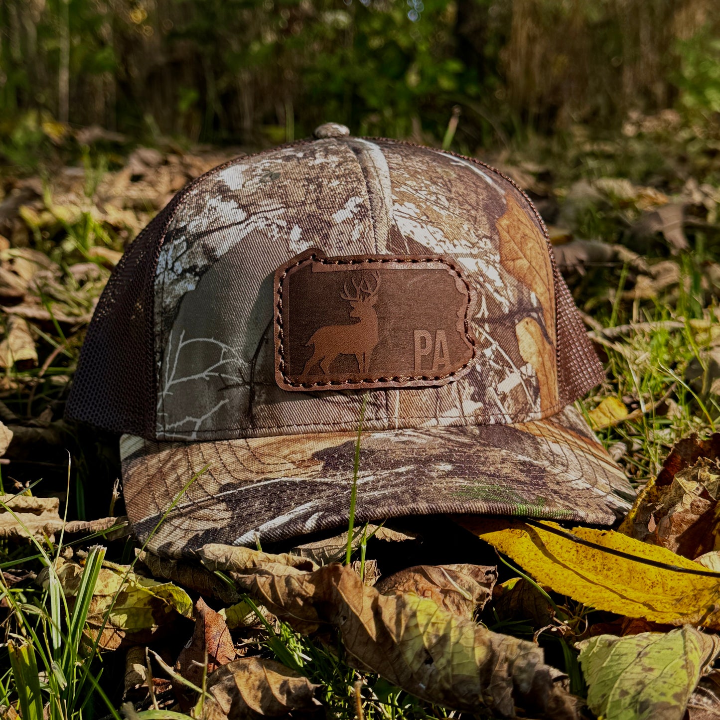 Pennsylvania Buck Hunting Leather Patch Trucker Hat