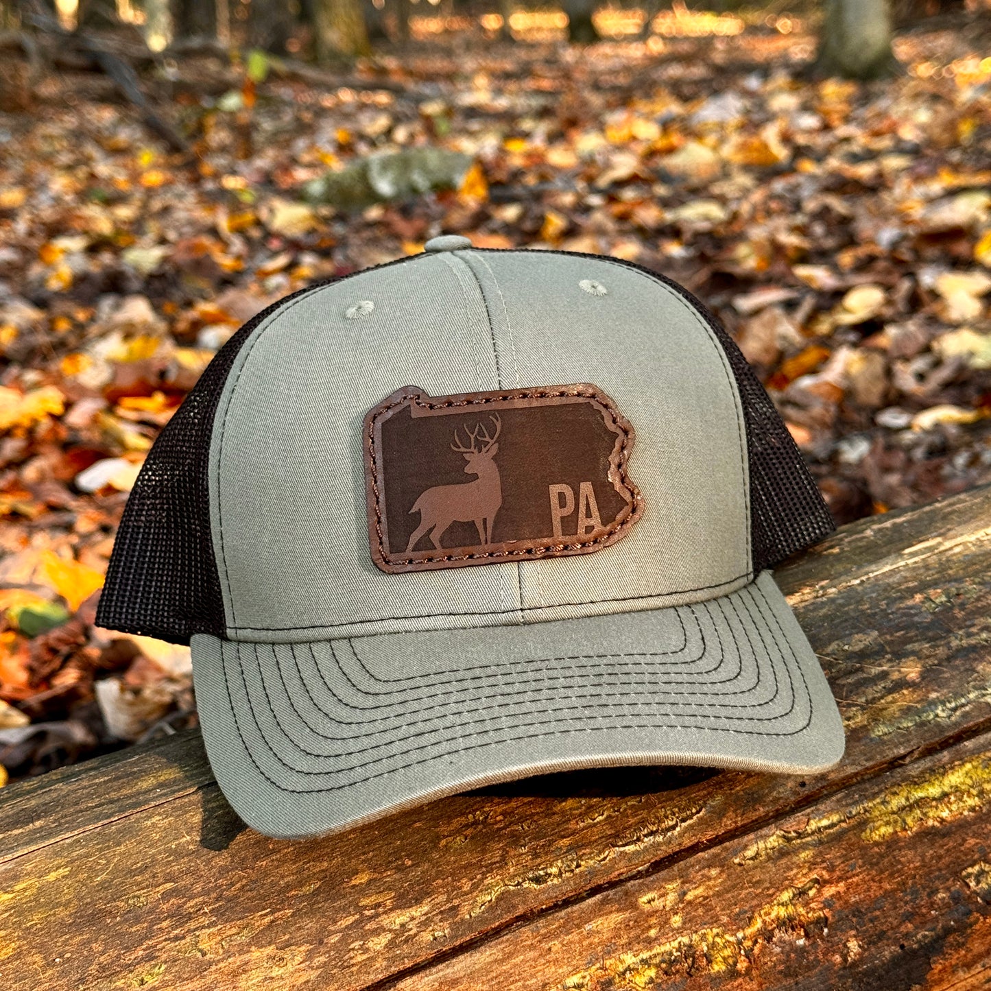 Pennsylvania Buck Hunting Leather Patch Trucker Hat