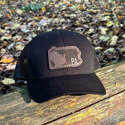 Pennsylvania Turkey Hunting Leather Patch Trucker Hat