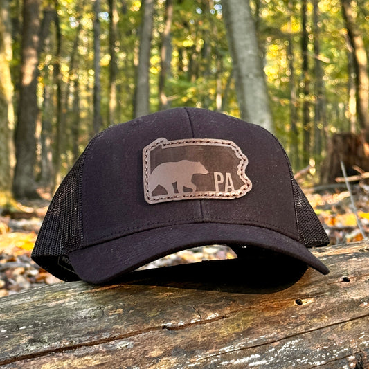 Pennsylvania Bear Hunting Leather Patch Trucker Hat