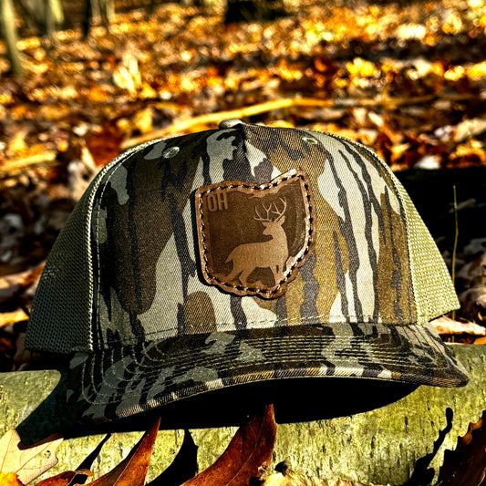 Ohio Buck Hunting Leather Patch Trucker Hat