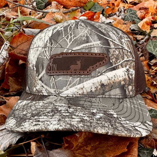 Tennessee Buck Hunting Leather Patch Trucker Hat