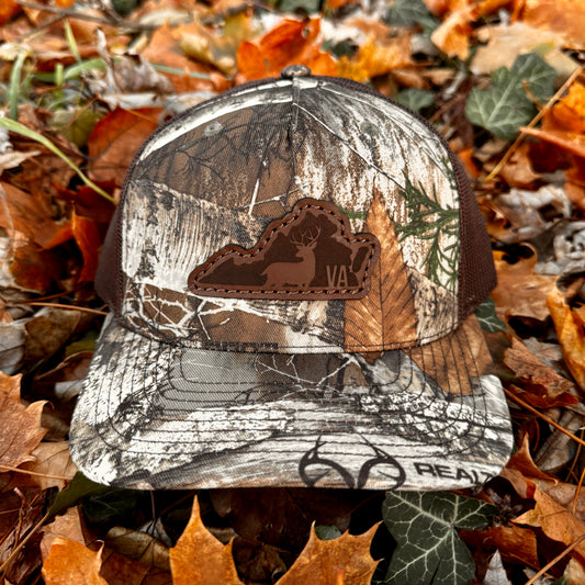 Virginia Buck Hunting Leather Patch Trucker Hat