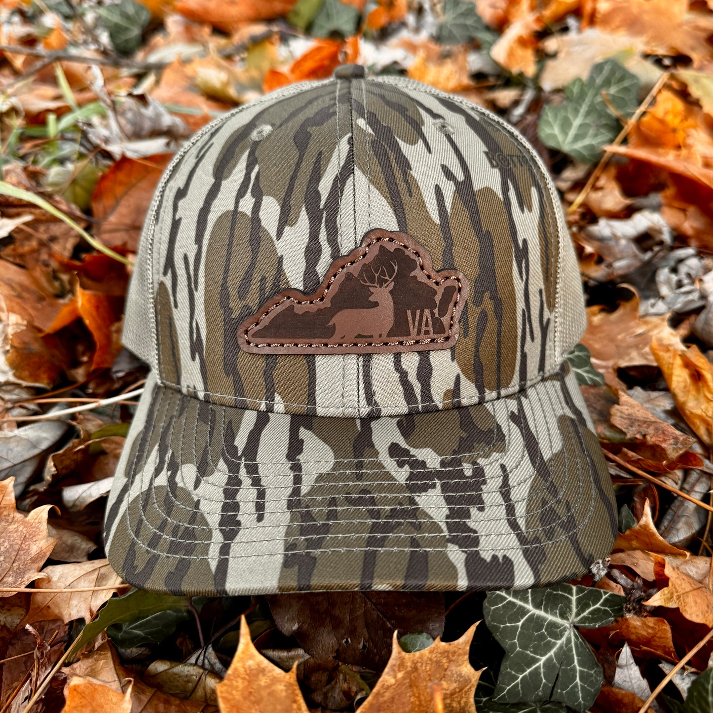 Virginia Buck Hunting Leather Patch Trucker Hat